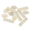 Pack of 12 Mix Oval and Rectangle Shell Charm Beads Jewelry Findings fit Pearl Crystal Jade Gemstone