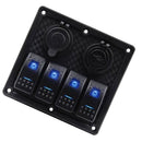 High Quality 4 GANG Rocker Switch Panel Circuit Breaker Dual LED Car Boat