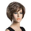 Women Short 100% Real Human Hair Wigs With Cap Heat Resistant Dark Brown