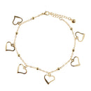 27cm Gold Heart Crystal Anklets Fancy Craft Adjustable Metal Ankle Chain