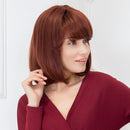Charming Natural Short Straight Auburn Red Bob Wig Human Hair for Women