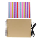 Brown A4 Size 40 Pages Ribbon Bow Kraft Paper Sketch Book Scrapbook Wedding Photo Album Display Book with Corner Stickers