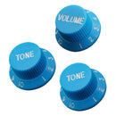 3Pcs Electric Guitar Control Knobs Volume & Tone for Strat SQ Guitar Accessory Blue