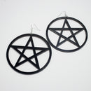 Black Exaggerated Super Big Trendy NightClub Style Circle Star Stud Drop Earrings