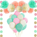 40/set Tissue Paper Flower Pom Poms Latex balloon for Wedding Party Decor