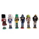 6Pcs Traditional Nutcrackers Puppets in Classical Suit 12cm Tall Handmade Wooden Nutcrackers Christmas Tree Decorations Children Kids Xmas Gifts