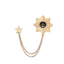 Women Girls Double Stars Design Neck Tip Brooch Chain Jewellery Gifts Gold