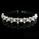 Fashionable Women Girls Ladies Double Pearl Crown Headband Tiara Hair Accessory Wedding Party Engagement Supplies Silver