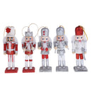 5Pcs 12cm Tall Glitter Christmas Wooden Nutcracker Figurines Drummers Soldier Ornaments on Stand for Indoor Outdoor Xmas/Event/Wedding Decoration