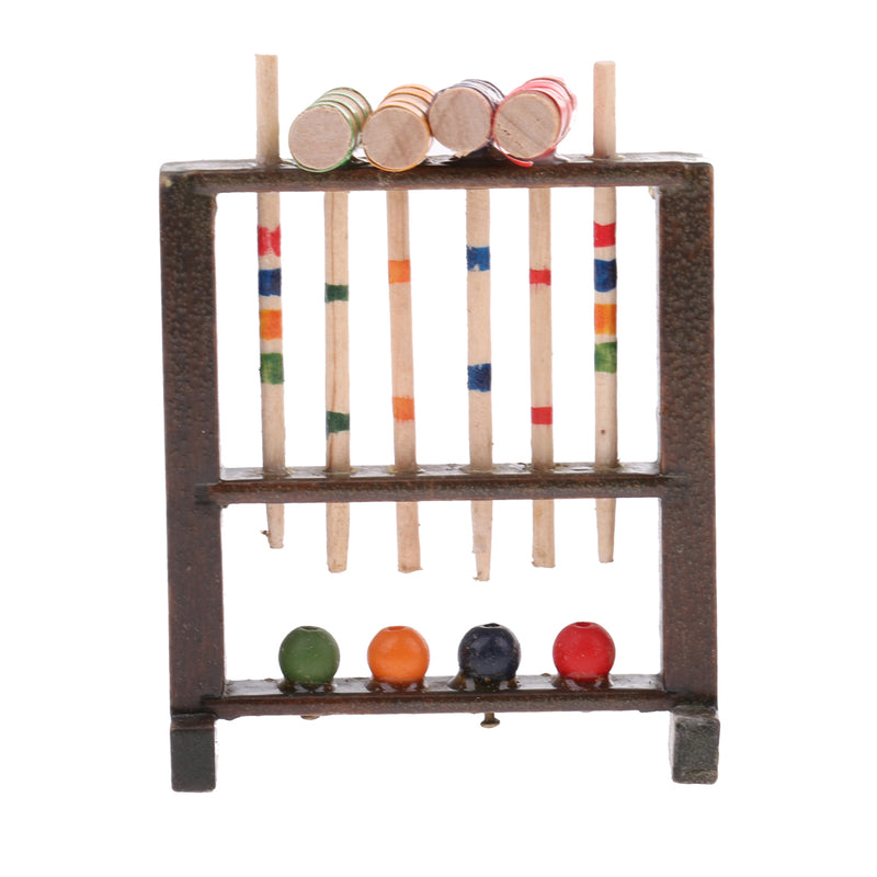 1/12 Dollhouse Miniature Wooden Croquet Game Set Garden Sports Decoration