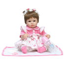 17inch Lifelike Newborn Baby Doll Soft Simulation Silicone Vinyl Reborn Girl Infant With Magnet Pacifier Nursing Bottle Pink