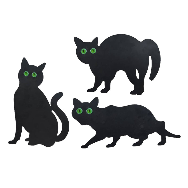 Lot of 3 Garden Scare Black Cat-Shaped Dissuasive Statues