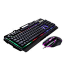 USB Wired Illuminated LED Backlight Metal Gaming Keyboard + Mouse Kit Black