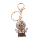 Fashion Rhinestone Crystal Purple Angel Charm Purse Bag Key Ring Keychain Keyfob