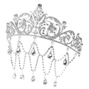 Women Fashion Tassel Bridal Crystal Crown Silver Princess Tiaras Headwear