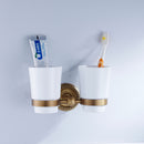Toothbrush Cup Holder Bathroom Hardware with Double Ceramic Cups Hanger