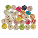Pack of 100 Stripy Round Painted 4 Hole Wooden Sewing Buttons for Craft