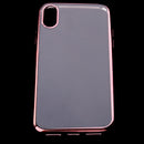 Phone Case , Clear Pure Color Plating Frame Soft TPU Clear Case Ultra-Thin Slim Fit Lightweight Bumper Cover for iPhone X Pink