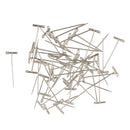 A Box of 50 Pieces T Shape Needles Pins for Wigs Hair Weaving Tools Sewing Crafts 38mm Silver