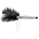 Fancy Dress 1920s Great Gatsby Vintage Tassels Black Feather Rhinestone Flower Flapper Headband Ascot Race Headdress