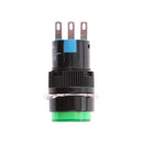 Pushbutton Switch, DC 12V LED Lamp 3 Pin Latching Round Cap Push Button Switch Connectors 3A-250V/AC,5A/30VDC Green