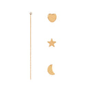4Pcs Romantic Small Cute Gold Star Moon Lovely Heart Shaped Stud Earrings Jewelry