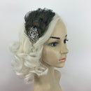 Peacock Feather Rhinestone Headband Hair Clip Dance Party Wedding Hair Wear