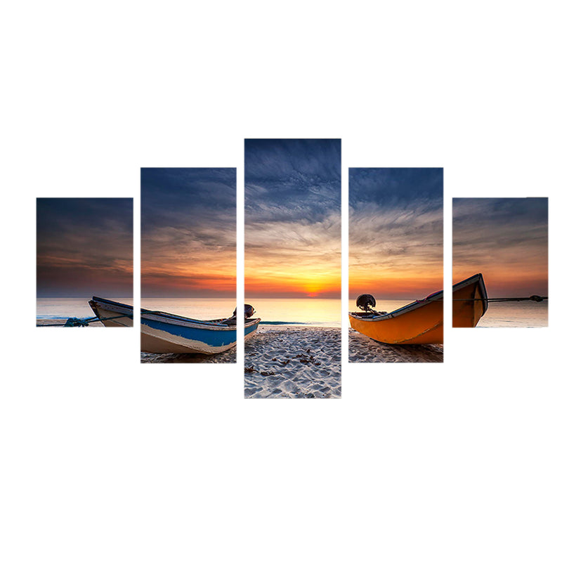 1 Set of 5PCS Canvas Painting for Home Bedroom Cafe Hotel Room Wall Art Wall Decor Paintings Beach Scenery Print Charms 30x40/60/80cm