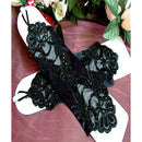Women's Black Short Lace Decorated Wedding Party Gloves Protect