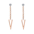 1 Pair Fashion Women Triangle Simple Tassel Ear Studs Rose Gold Accessory
