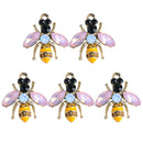 5 Pieces Mini Enamel Rhinestone Bee Charms Pendants Beads fit Necklace Bracelet Jewelry Making Crafts DIY Kegchain/Phone/Bag Charms