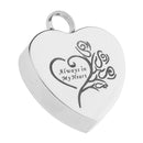 Stainless Steel "Always in my heart" Urn Pendant Keepsake Cremation Jewelry