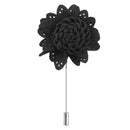 Men Fashionable Handcrafted Peony Flower Tie Lapel Brooch Pin Black
