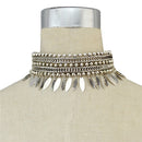 Metal Necklace Charms Choker Collar Tassel Leaves Pendant Necklace Stretch Chain