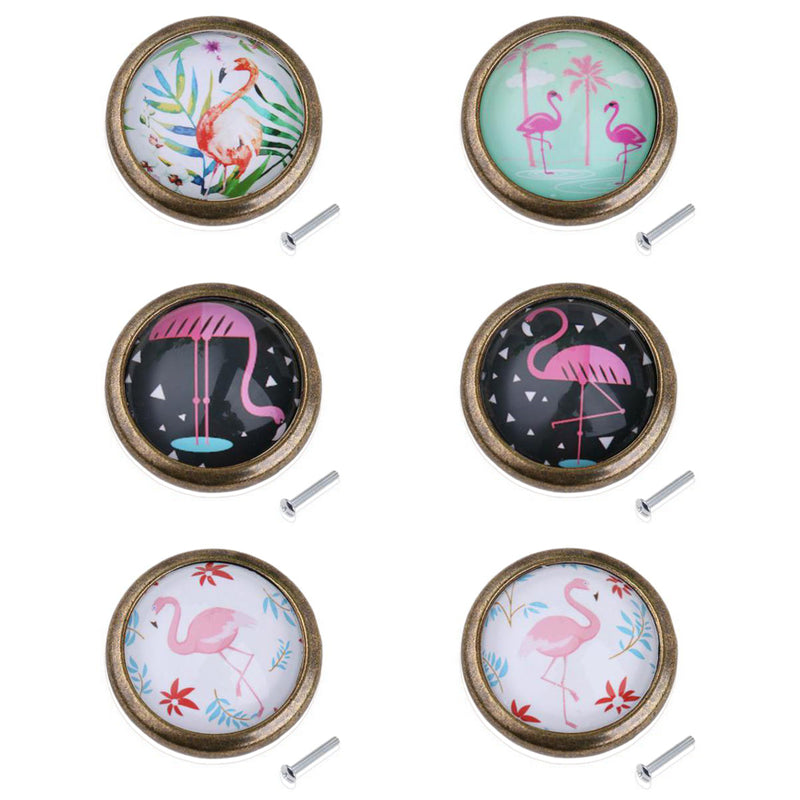 Set of 6pcs Kitchen Cabinet Knob Furniture Handle Drawer Dresser Pull Flamingo