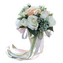 Romantic Artificial Bride Rose Ribbon Bouquet Holder Wedding Party Flower Girl Supply