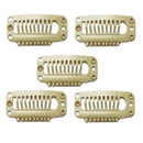 Synthetic Straight Texture Hair Extension Snap Clips Hair Decor Head Accessory 32mm Beige PACK OF 5PCS