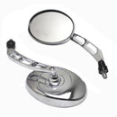 2PCS Universal Motorcycle View Side Rearview Large Mirrors for Harely Silver