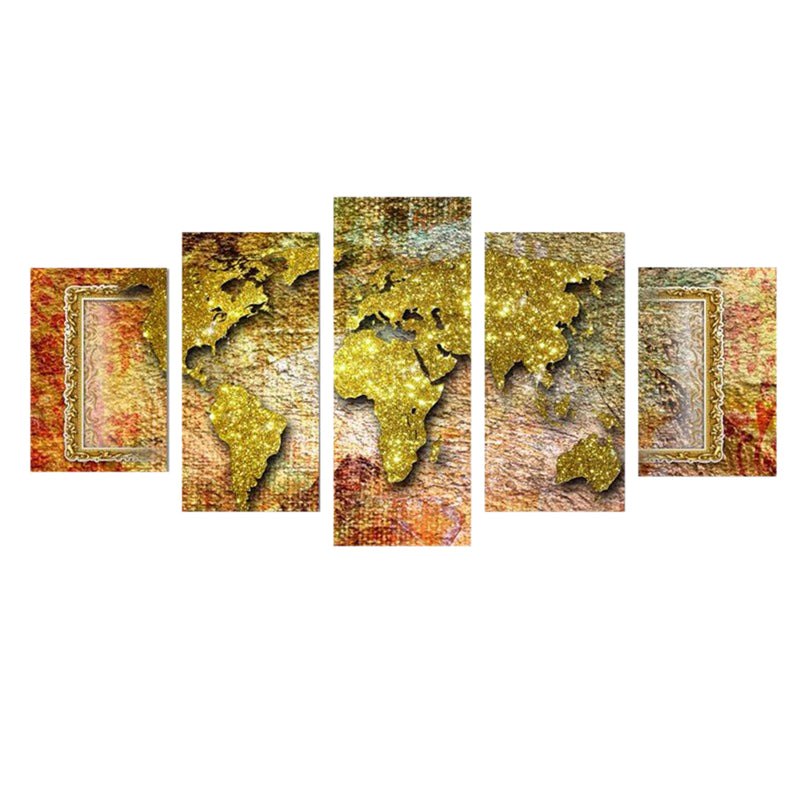 1 Set of 5PCS Canvas Painting for Home Bedroom Cafe Hotel Room Wall Art Wall Decor Paintings World Map Print Charms 20*30/40/50cm