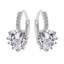 Lady Fashion Stud Earings White Rhinestone Heart Shape Drop Dangle Earrings Jewellry