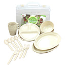 24pcs Food Grade PP Reusable Picnic Camping Tableware Set with Carry Case - Mugs, Soup Bowls, Spoons, Plates