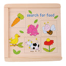 Wooden Animal Food Pairing Matching Toys for Kids Home Family Game Set Gift