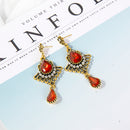Women's Red Crystal Rhinestone Chandelier Earrings Bridal Jewelry Earrings