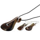 Fancy Murano Jewelry Set Lampwork Glass Stripe Pendant Necklace And Earrings