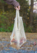 Portable Reusable Shopping Cotton Blend Mesh 10KG Bearing Weight Bag Hanging Accessory White