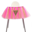 Baby Kids Shower Party Charms 1st Birthday High Chair Tutu Skirt Tulle Table Decor Skirt Party Supplies Rose