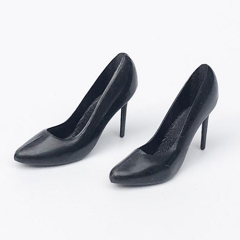 1/12 Scale Miniature Plastic Black High Heel Shoes Furniture for Dolls House Room Woman Figures Accessory Decor