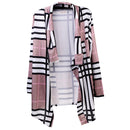 Fashionable Women Girls Ladies Plaid Cardigan Sweatshirt Casual Outerwear XL