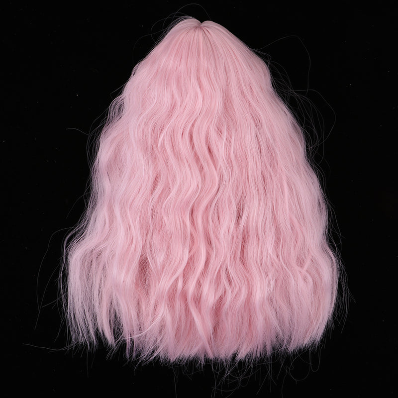 1/4 BJD Long Loose Wave Wig Hairpiece for Dollfie MSD DZ Dolls Clothes Decor Kits Pink