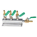 3-Way Splitter CO2 Beer Gas Manifold/Distributor 1/8" Shutoff Valves